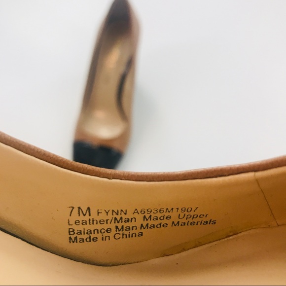 Franco Sarto Fynn Tan Leather Black Patent Toe Color-block 3” Heel - Picture 6 of 6